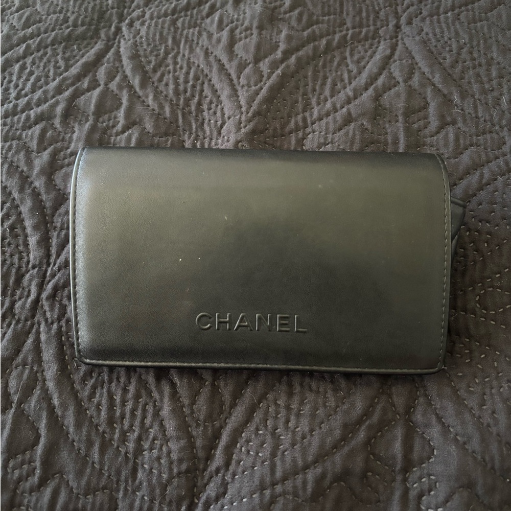 CHANEL Black Quilted Leather Logo Glasses/ Sunglasses Case